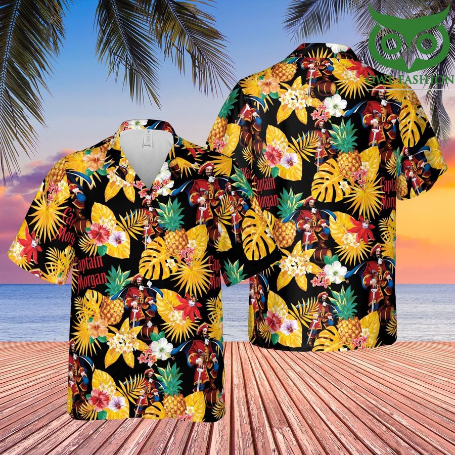 Captain Morgan whiskey Tropical Summer Hawaii Style Beach Hawaiian Shirt