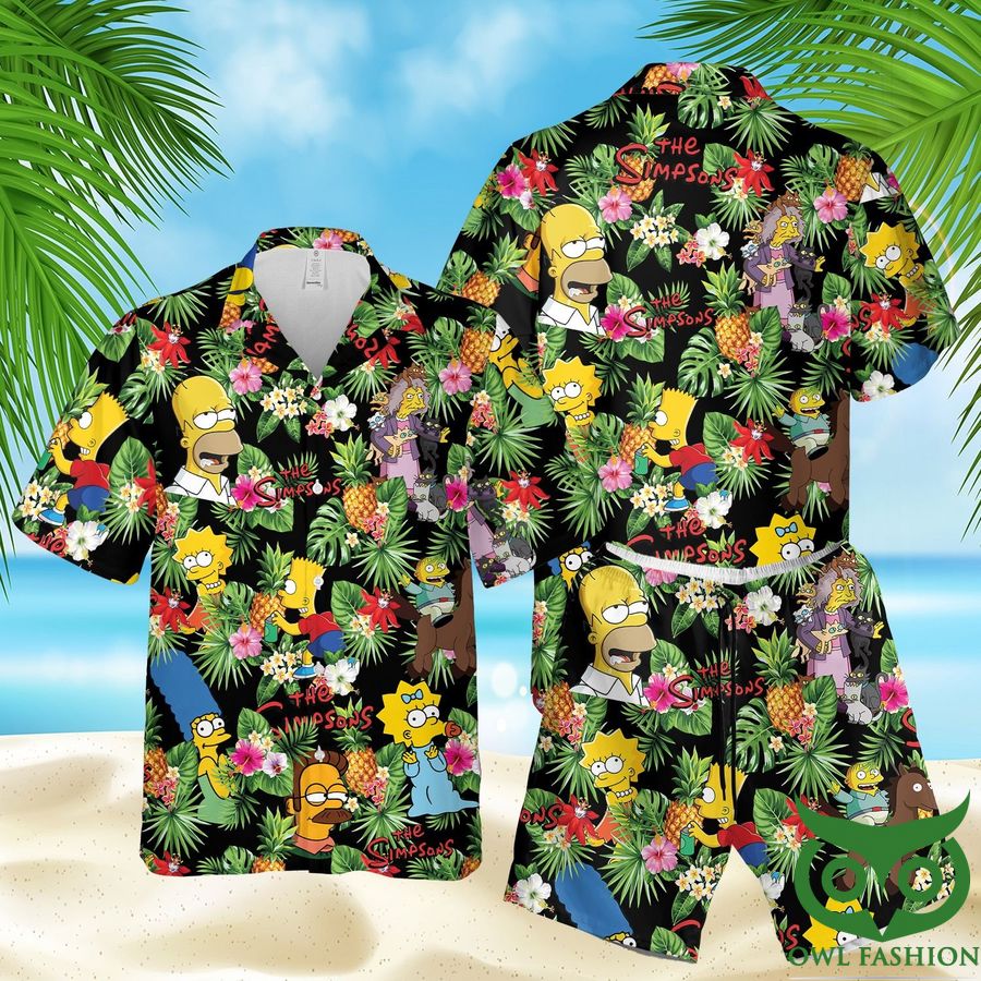 The Simpsons Green Leaf Hawaiian Shirt Shorts
