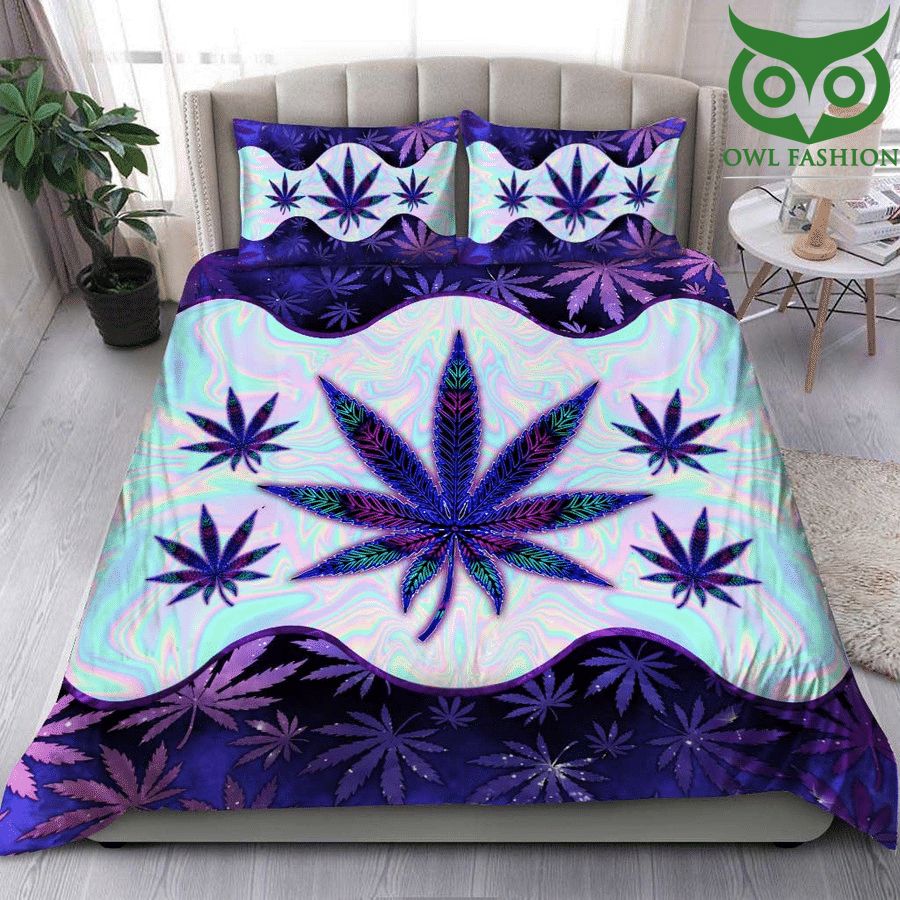Weed cannabis hologram Polynesian Bedding Set