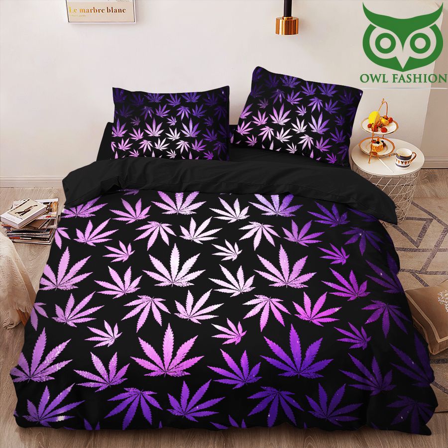 Weed multiple purple pattern Bedding Set