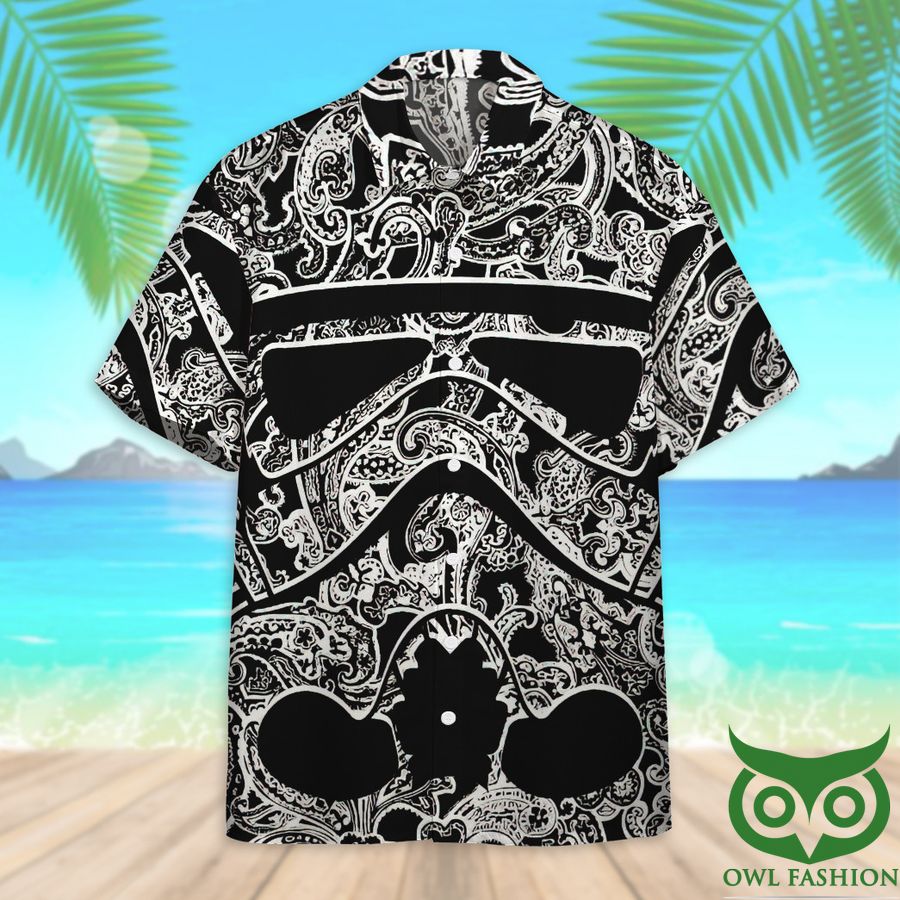 352 3D Star Wars Bandana Black and White Custom Hawaiian Shirt
