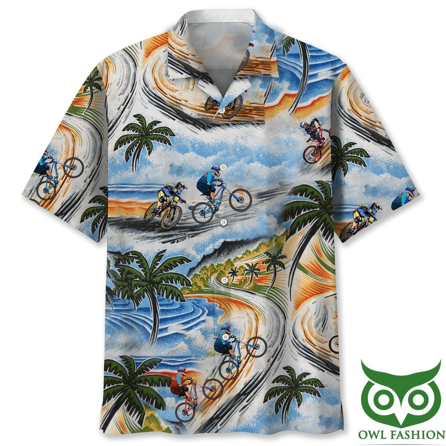 Mountain Bike Vintage Color Style Hawaiian Shirt