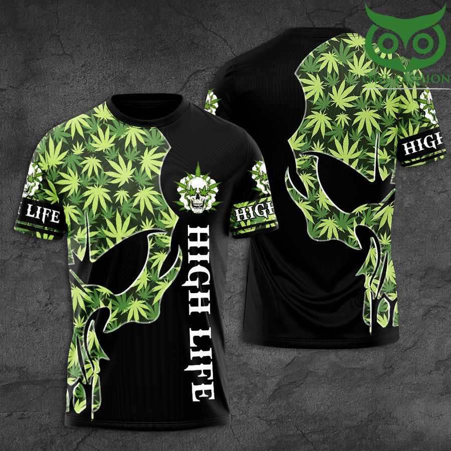 Weed cannabis High Life skull 3D T-Shirt