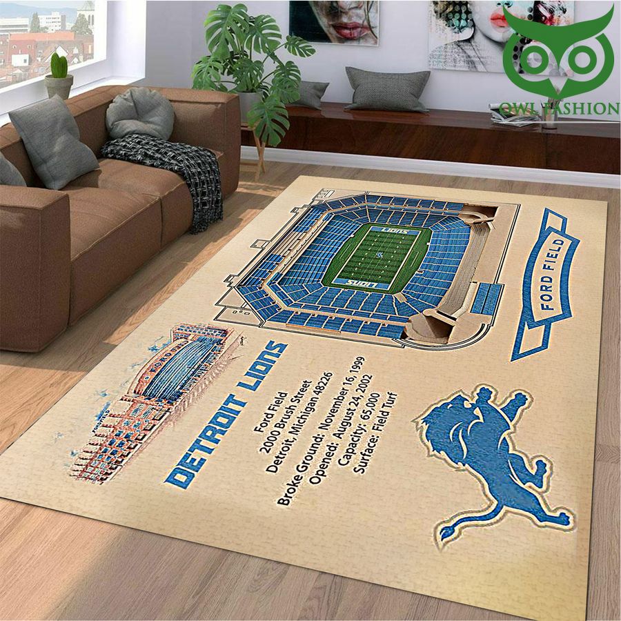 Fan Design Detroit Lions Stadium 3D View Area Rug