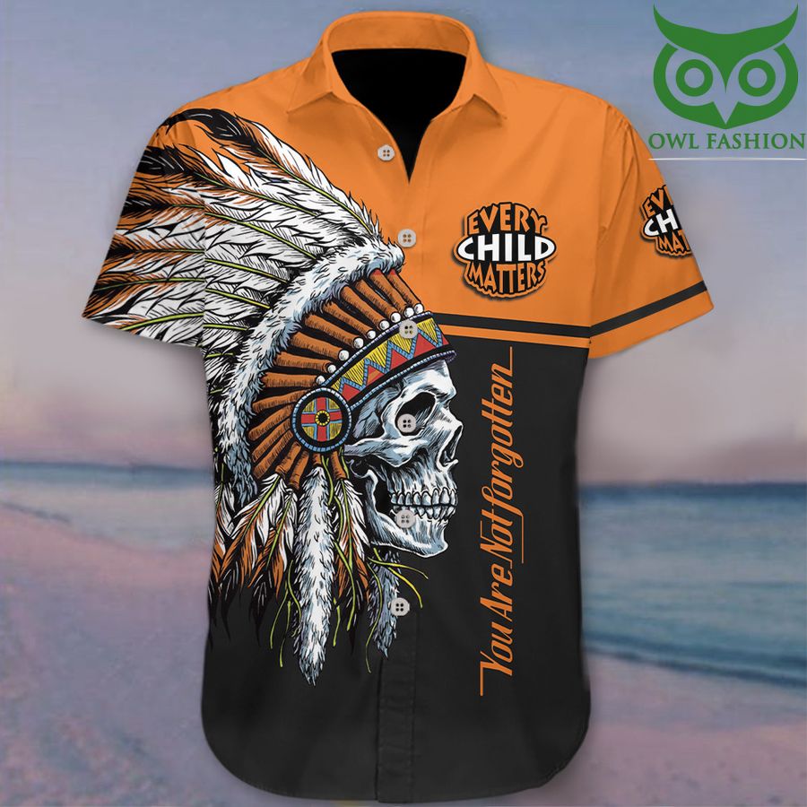 Every Child Matters Hawaii Shirt Orange Never Forgotten Skull Native Pride Button Up Shirt