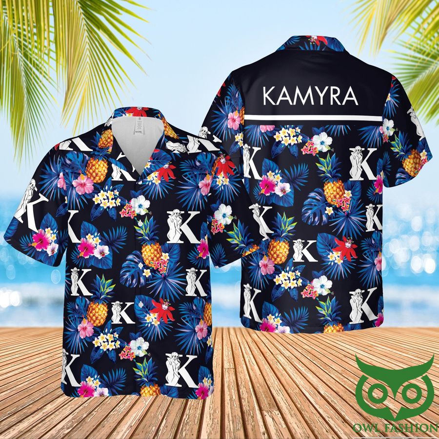 Kamyra Condoms Dark Blue and Black Hawaiian Shirt