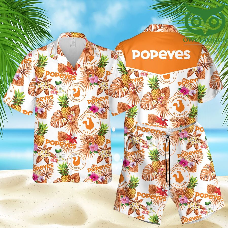 Popeyes Chicken orange Hawaiian Fast Food Fans summer Shirts Shorts