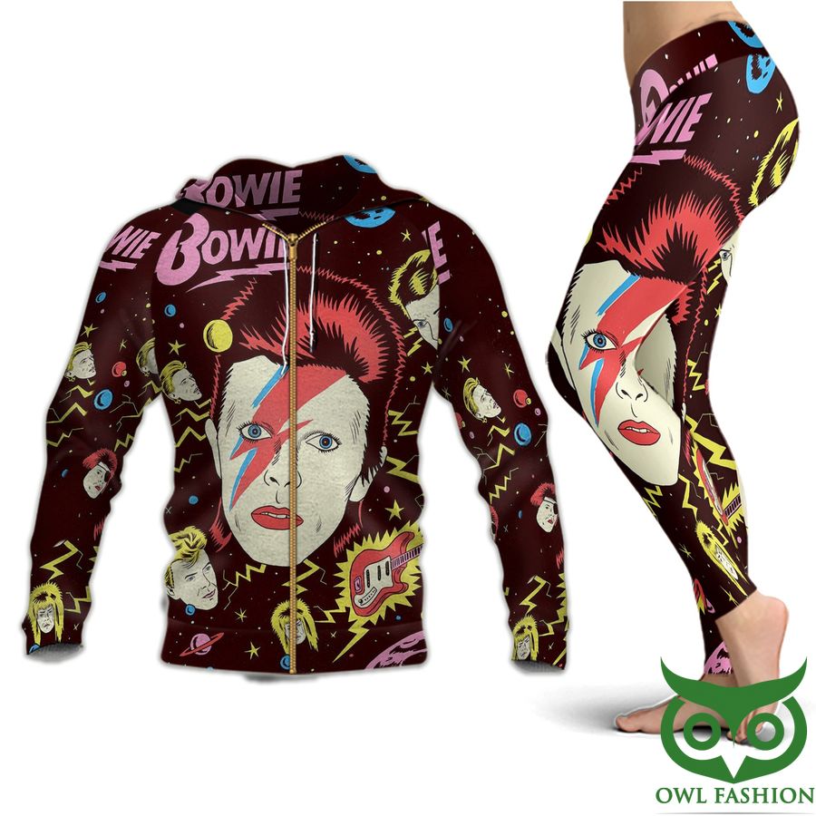 The Chameleon of Rock David Bowie Brown 3D Hoodie and Leggings