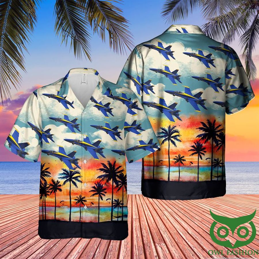 US Navy Blue Angels tropical Hawaiian Shirt