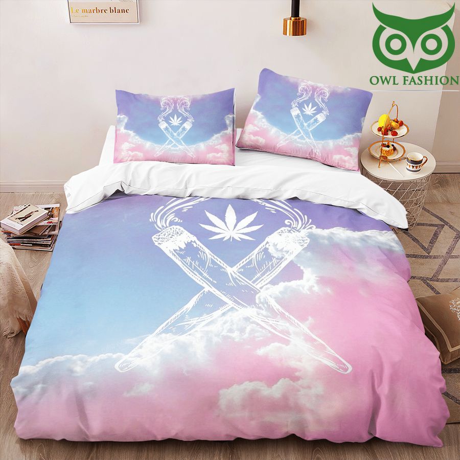 Weed DREAMING pink light blue Bedding Set