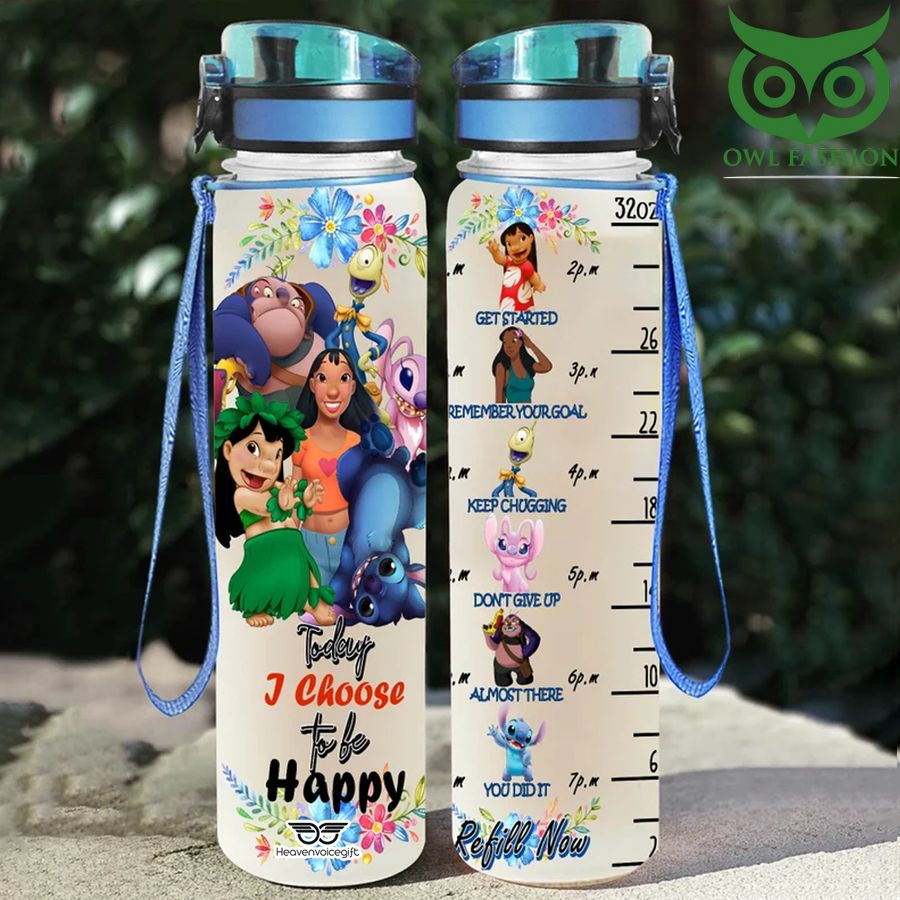 Lilo and Stitch Today I choose to be happy water tracker bottle