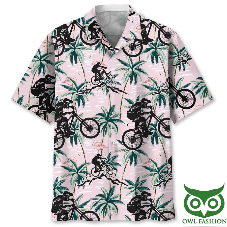 33 Mountain Bike Black Tropical Pink Hawaiian Shirt
