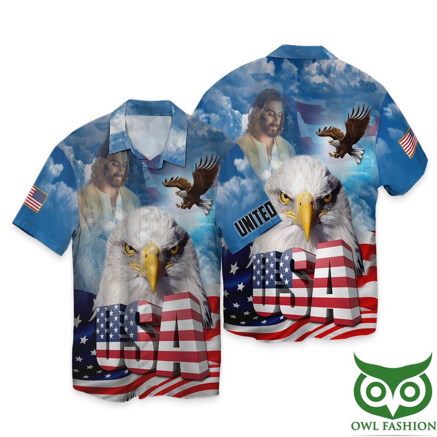 Eagle in Sky United States Independence Day Hawaiian Shirt