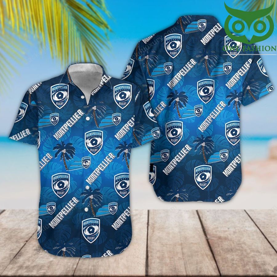 Montpellier Herault Rugby Hawaiian Shirt summer button up