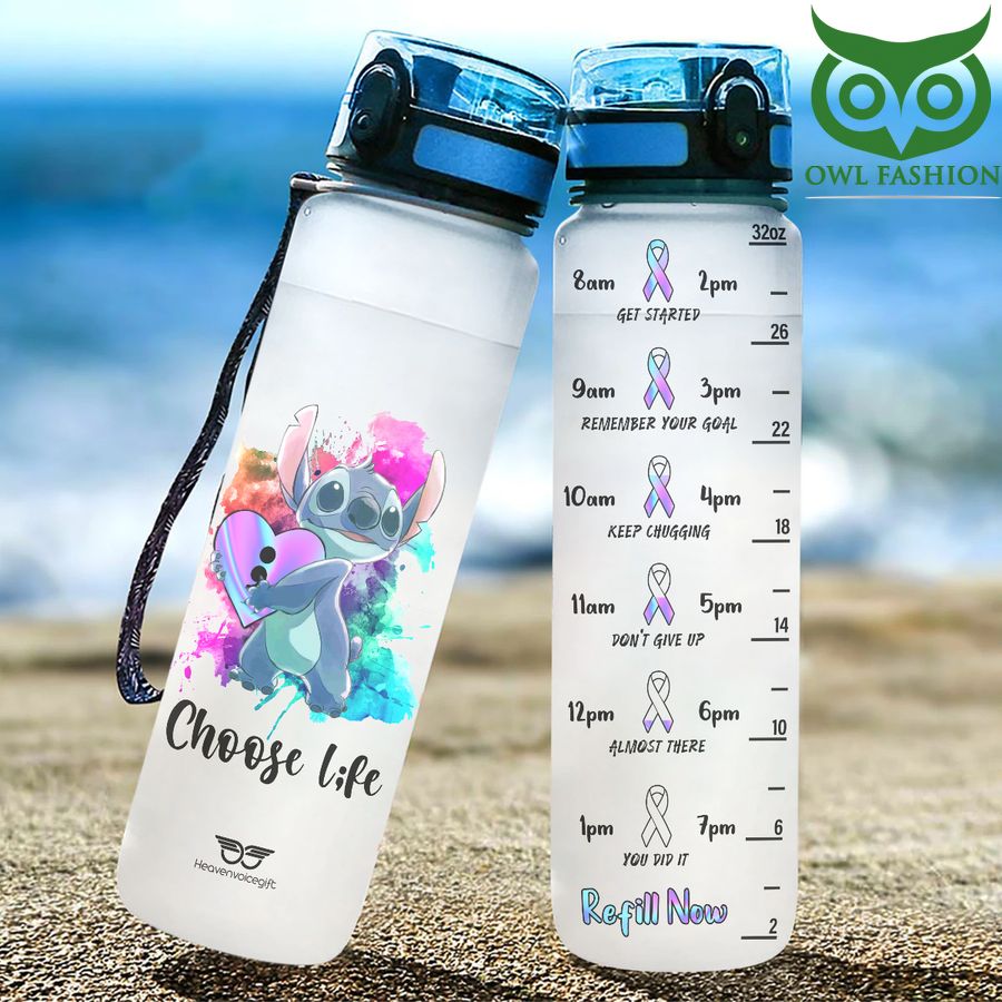 Stitch Choose life Suicide Awareness Water Tracker Bottle 