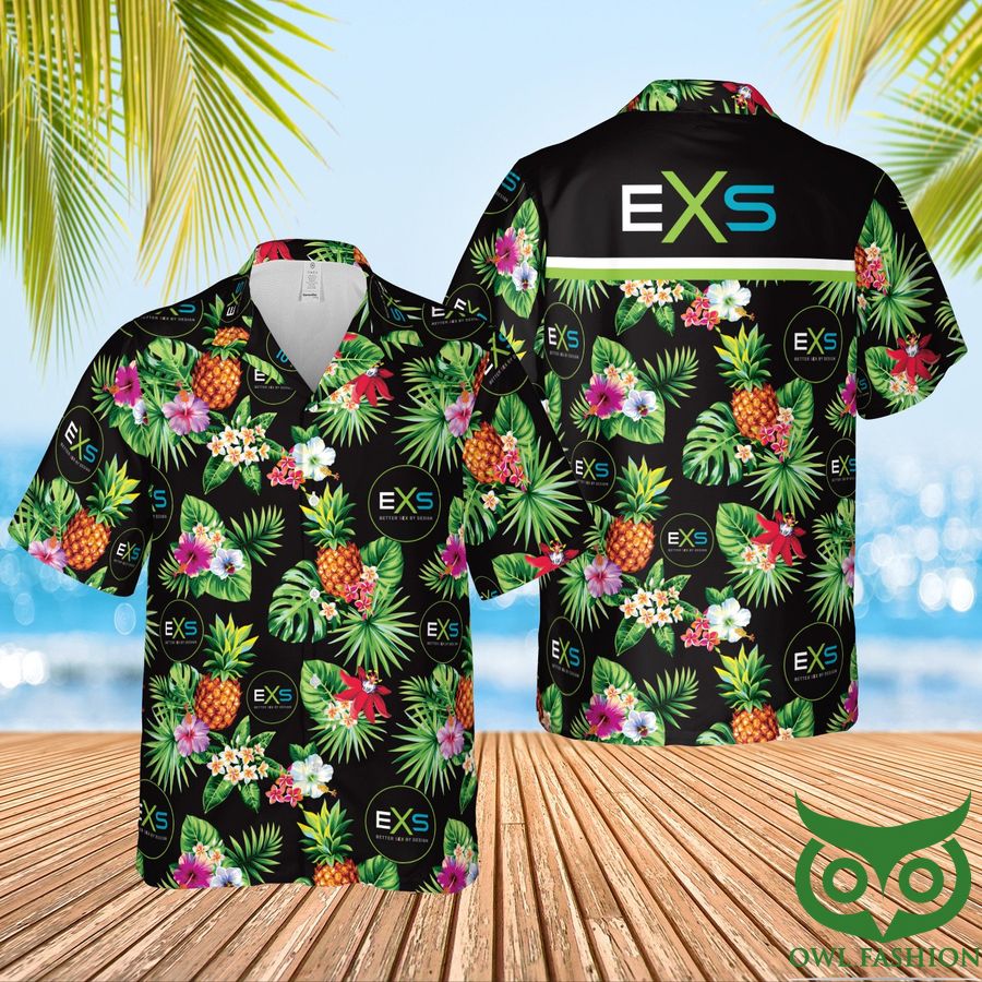 EXS Condoms Black and Green Hawaiian Shirt 