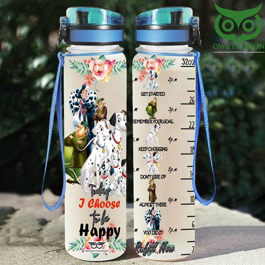 101 Dalmatians Today I choose to be happy water tracker bottle