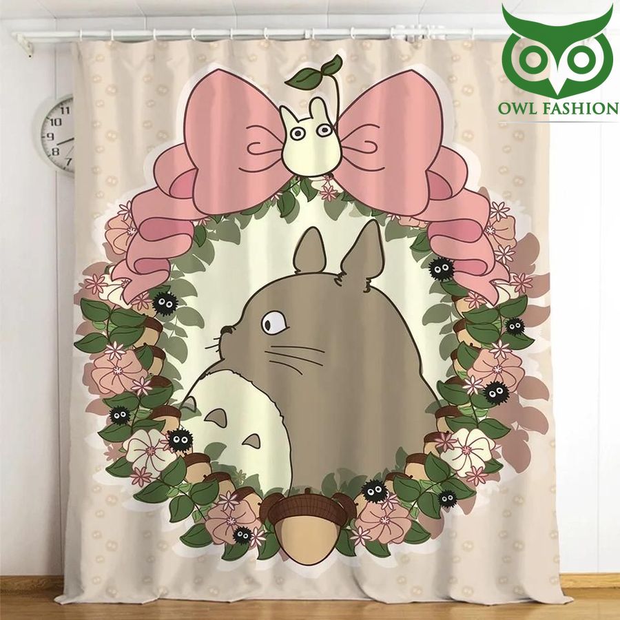 Lovely Totoro Circle Flower 3d Printed waterproof house and room decoration shower window curtains