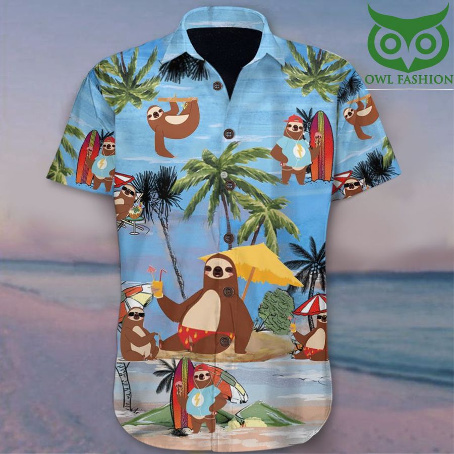 Sloth Beach Holiday Hawaii Shirt Summer Button Up Aloha Shirt Family Beach Vacation Ideas