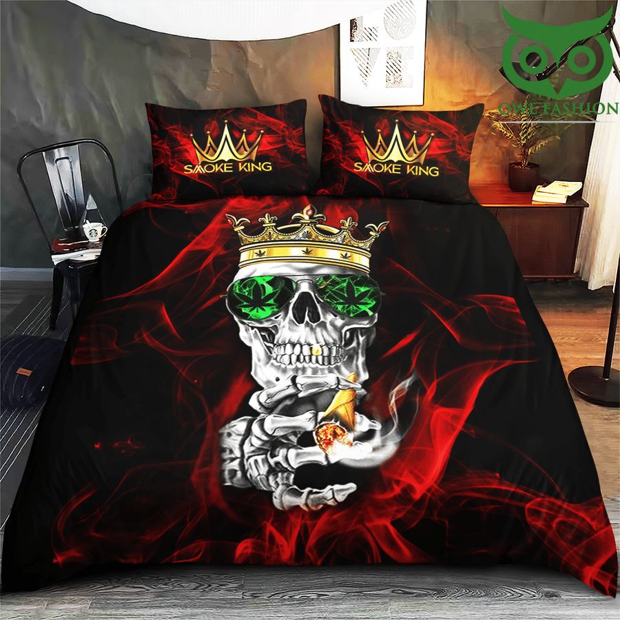 Weed Smoke King skull Bedding Set