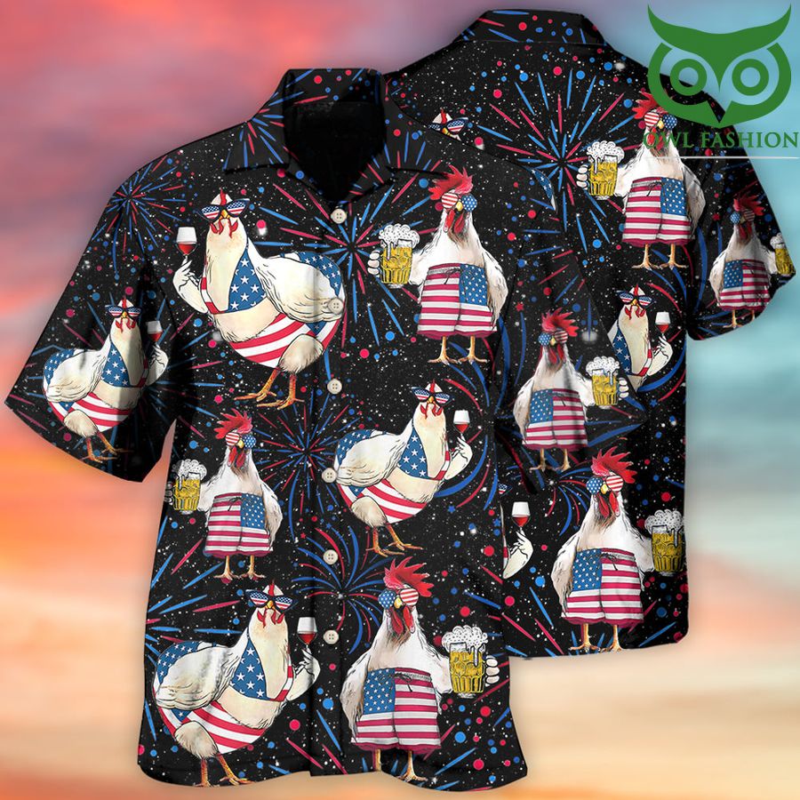 43 Chicken beer independence day style Hawaiian Shirt