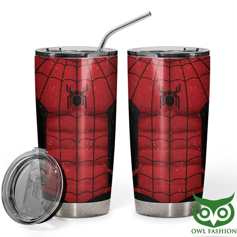 3D Marvel Spider Superhero Red And Black Suit Custom Insulated Vacuum Tumbler