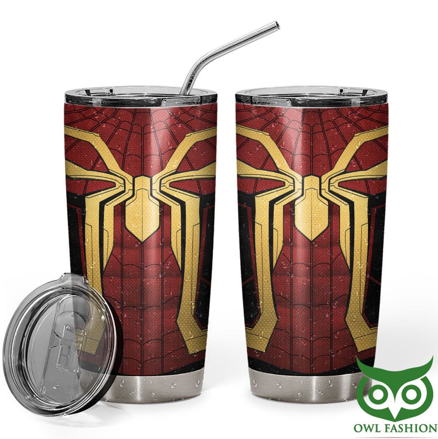 3D Marvel Spider Superhero Red And Gold Suit Custom Insulated Vacuum Tumbler