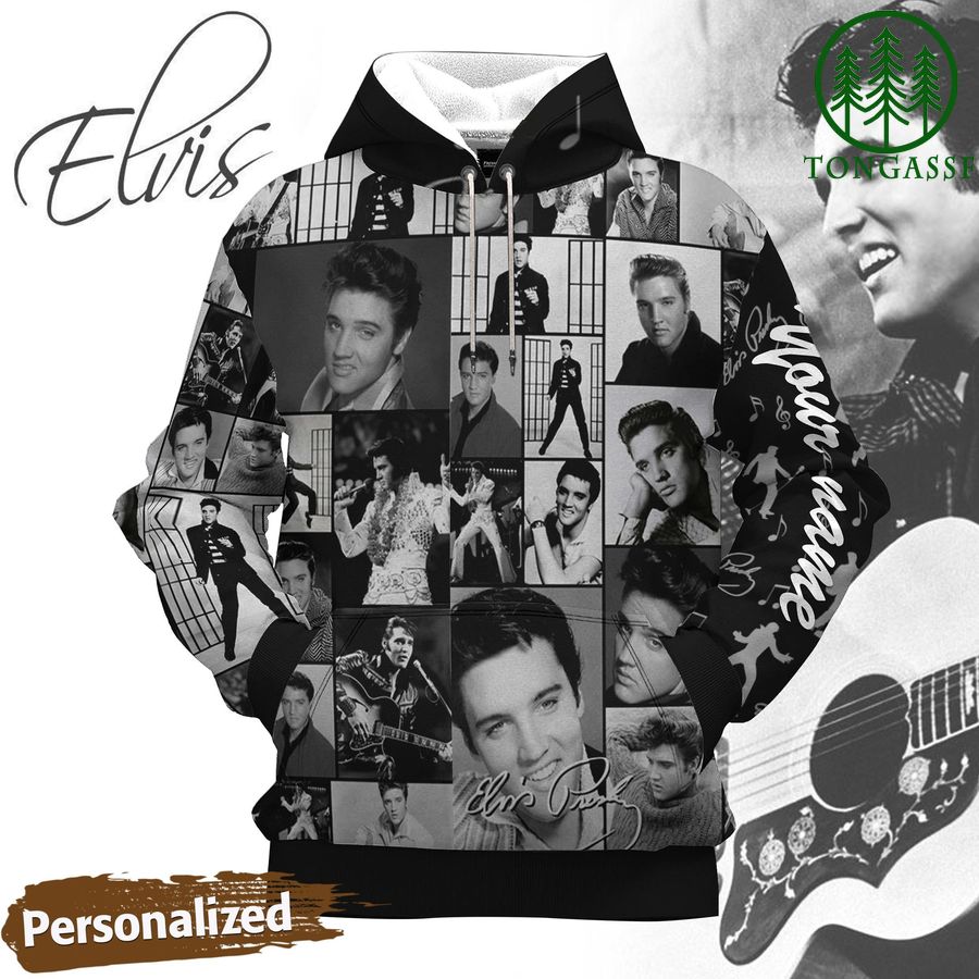 44 Personalized The King Elvis Presley retro style 3d Hoodie
