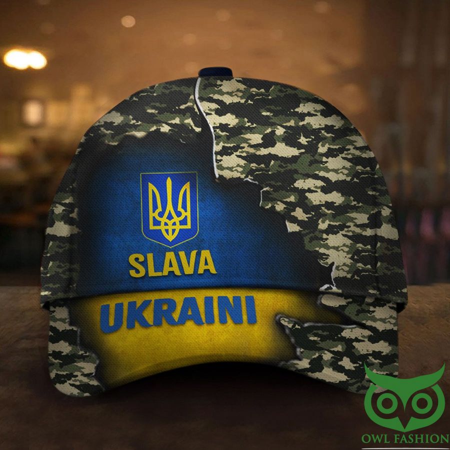 Slava Ukraini Camo Classic Cap Ukraine Flag Camouflage Caps Mens