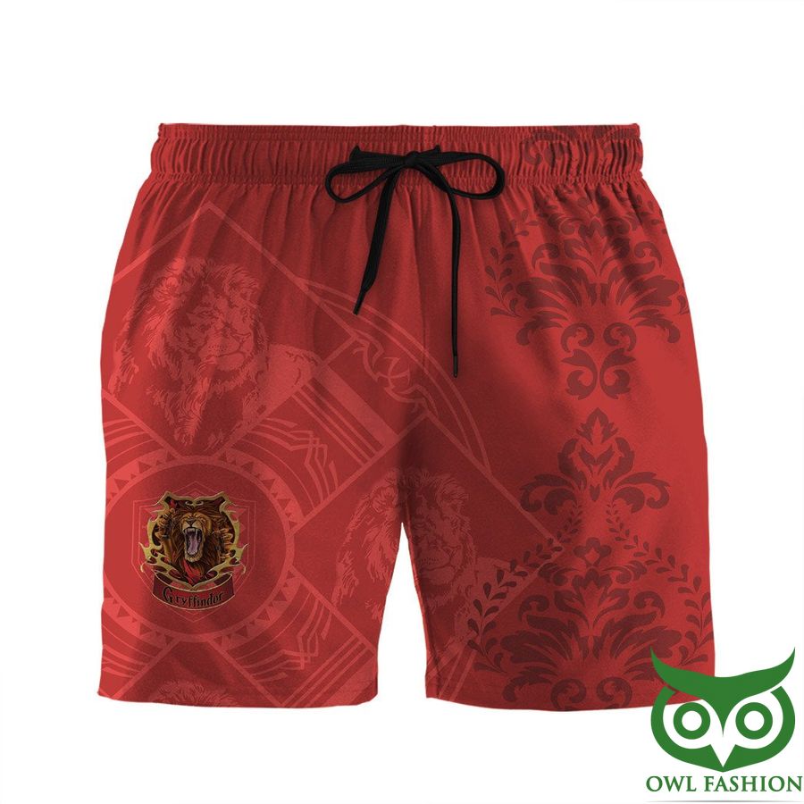 3D Harry Potter Gryffindor Red with Symbols Men Shorts
