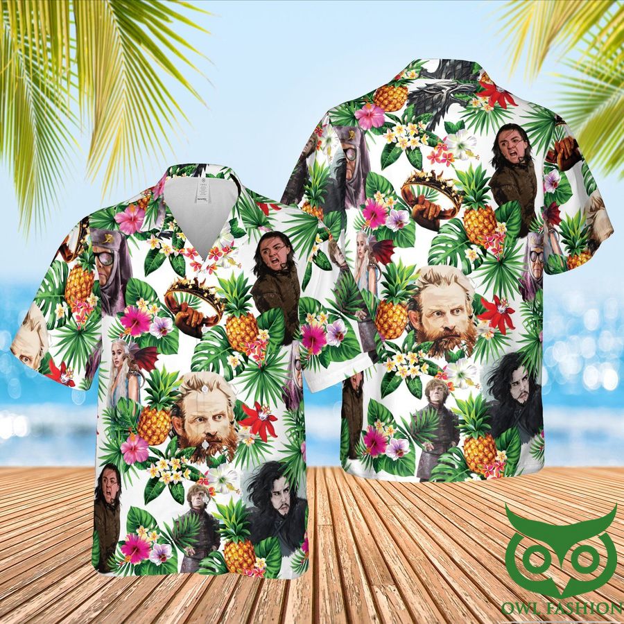 Game of Thrones Chracter Aloha Green White Hawaiian Shirt