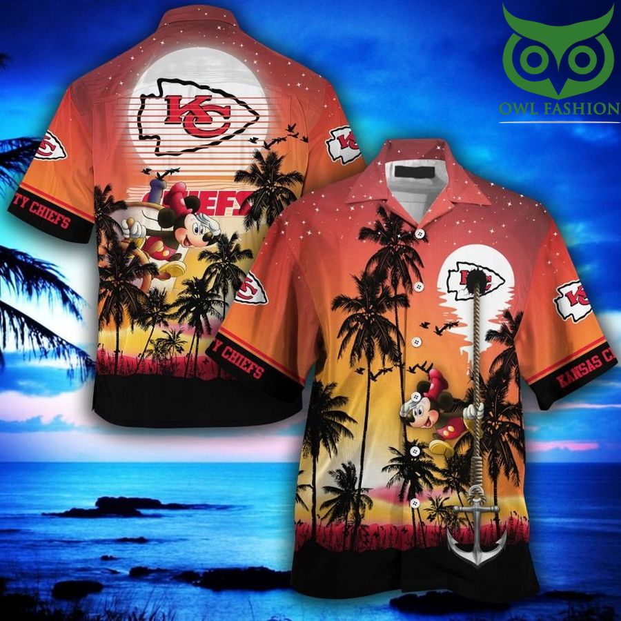 Kansas City Chiefs NFL Mickey on palm tree Summer Hawaiian Shirt