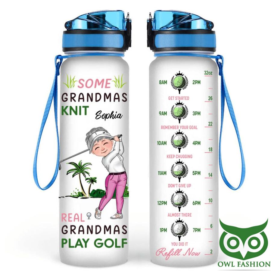 Personalized Grandma Golf Some Grandmas Knit Water Tracker Bottle