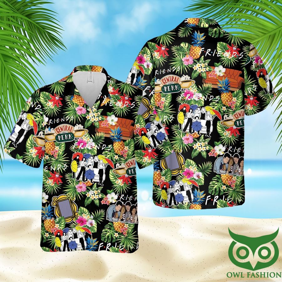 Central Perk Summer Beach Black Green Hawaiian Shirt