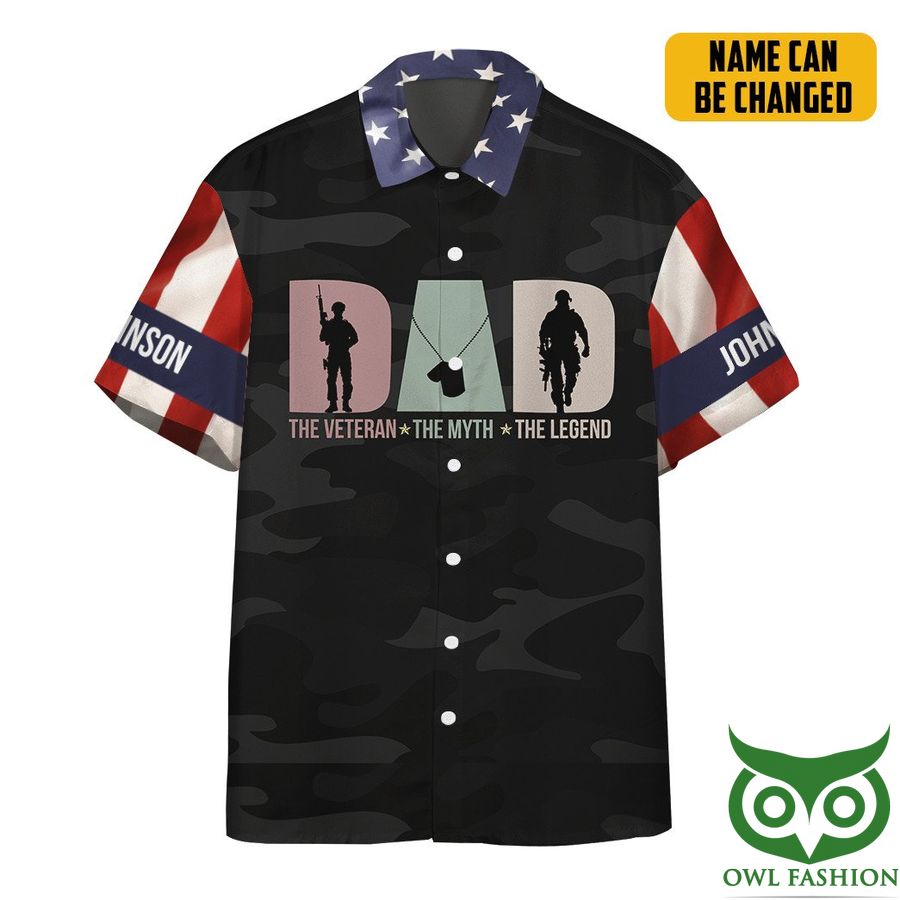 3D Veteran Dad Fathers Day Custom Name Hawaiian Shirt
