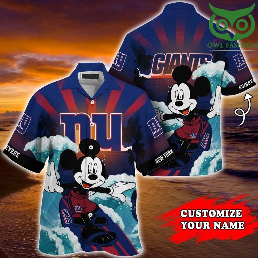 New York Giants NFL Summer Mickey mouse surfing Customized Hawaiian Shirt
