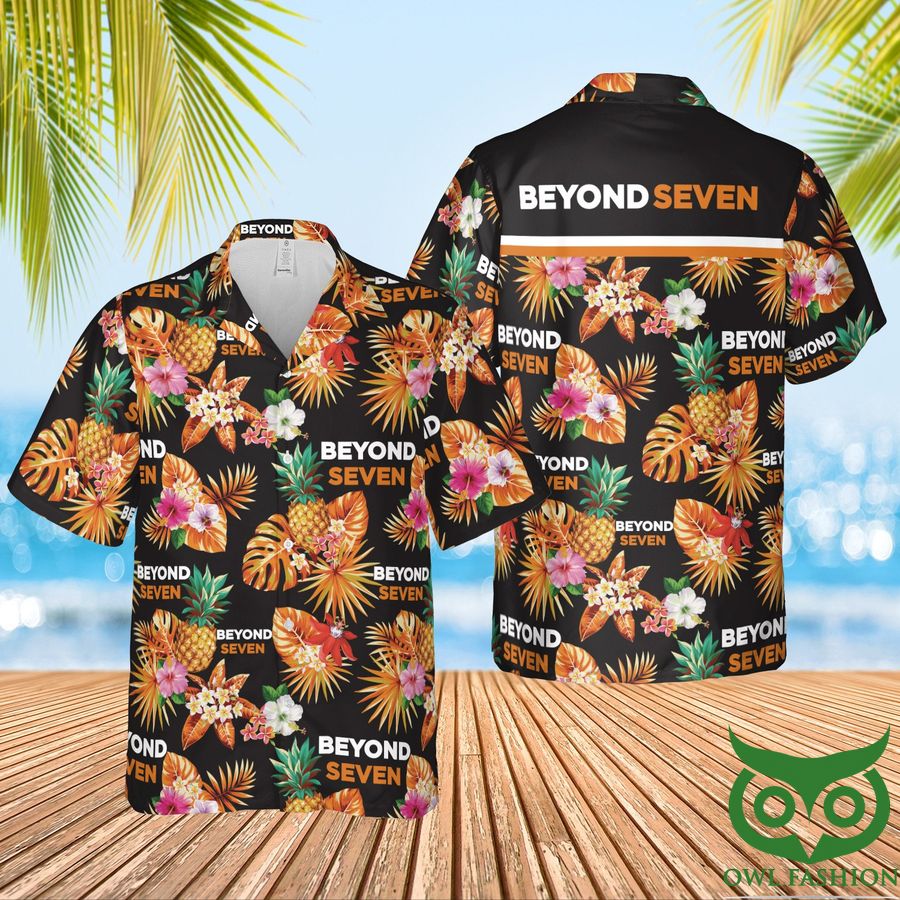 Beyond Seven Condoms Orange and Brown Hawaiian Shirt 