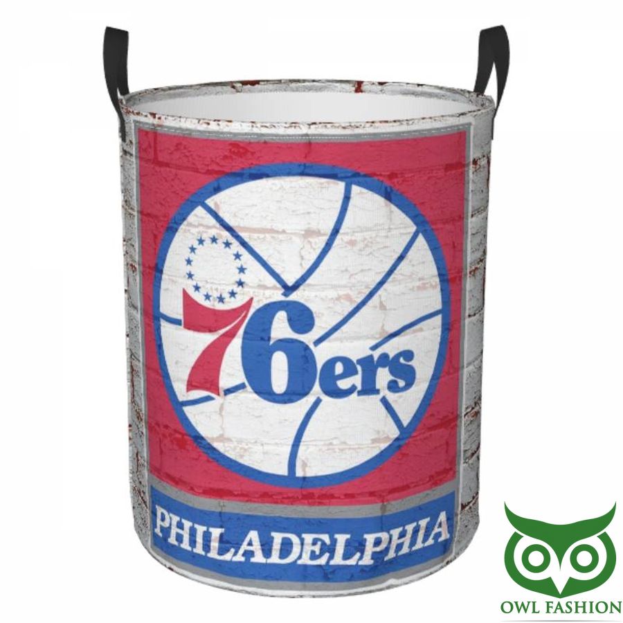 Philadelphia 76ers Circular Hamper Brick Like with Logo Laundry Basket