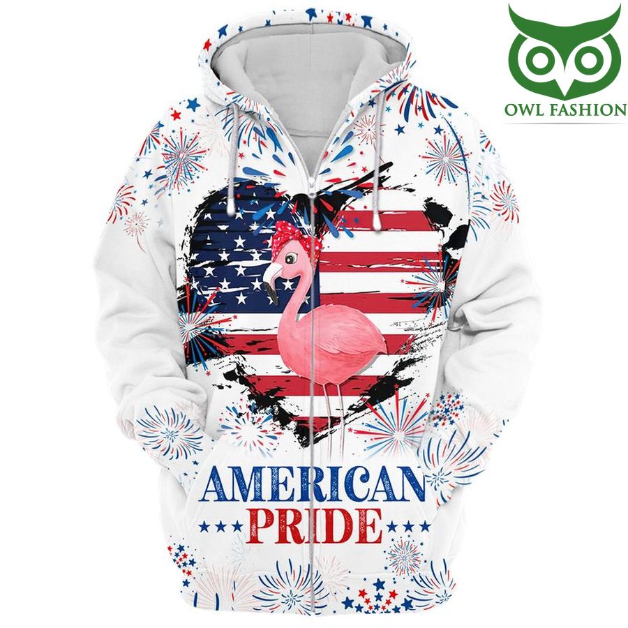 166 American pride Independence day Flamingo 3D shirt
