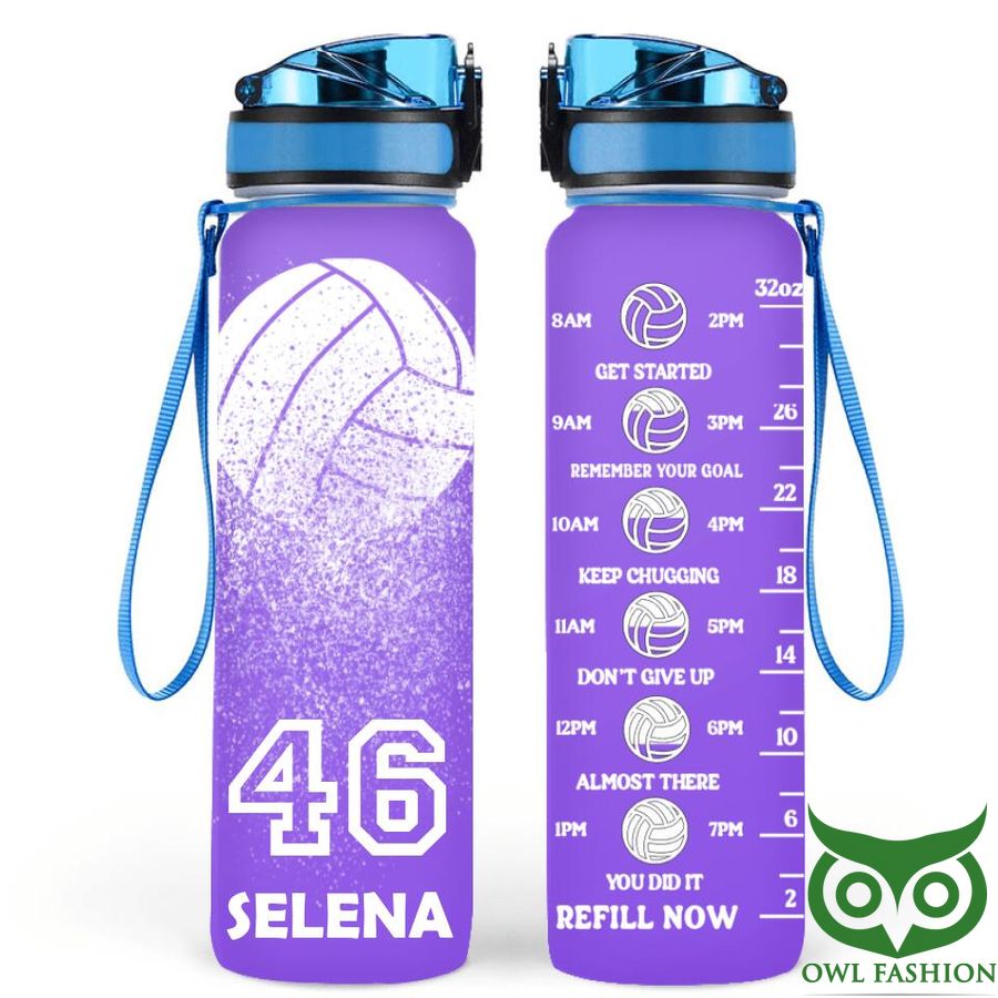 Personalized Volleyball Purple Water Tracker Bottle