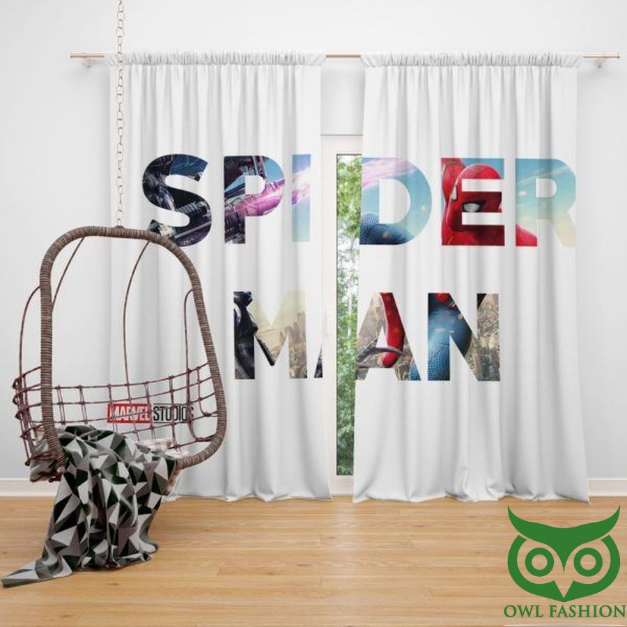 Spider Man Movie Name White Window Curtain