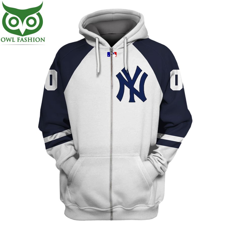 Custom Name Number New York Yankees white hoodie sweatshirt