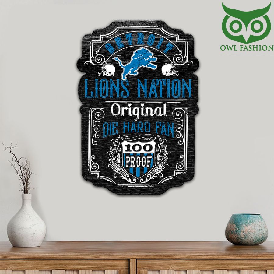 Die Hard Fan Detroit Lions Nation 100 Proof Metal Cut Sign