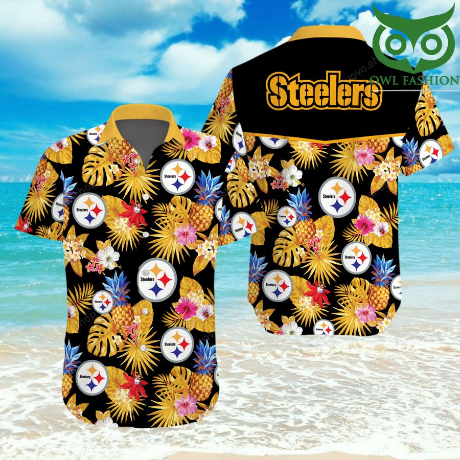 Football NFL Pittsburgh Steelers Hawaiian 3D yellow Shirt - Owl