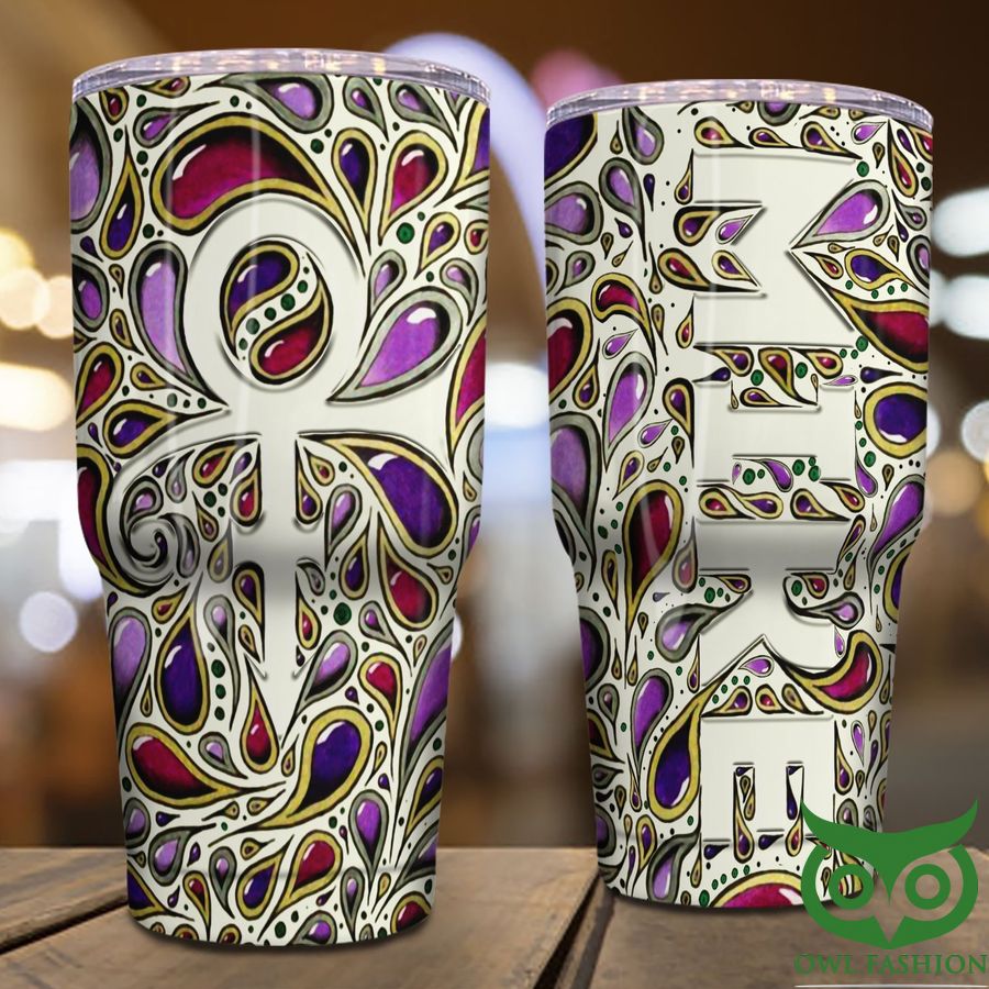 Personalized The Artist Prince Logo Beige and Purple Tumbler