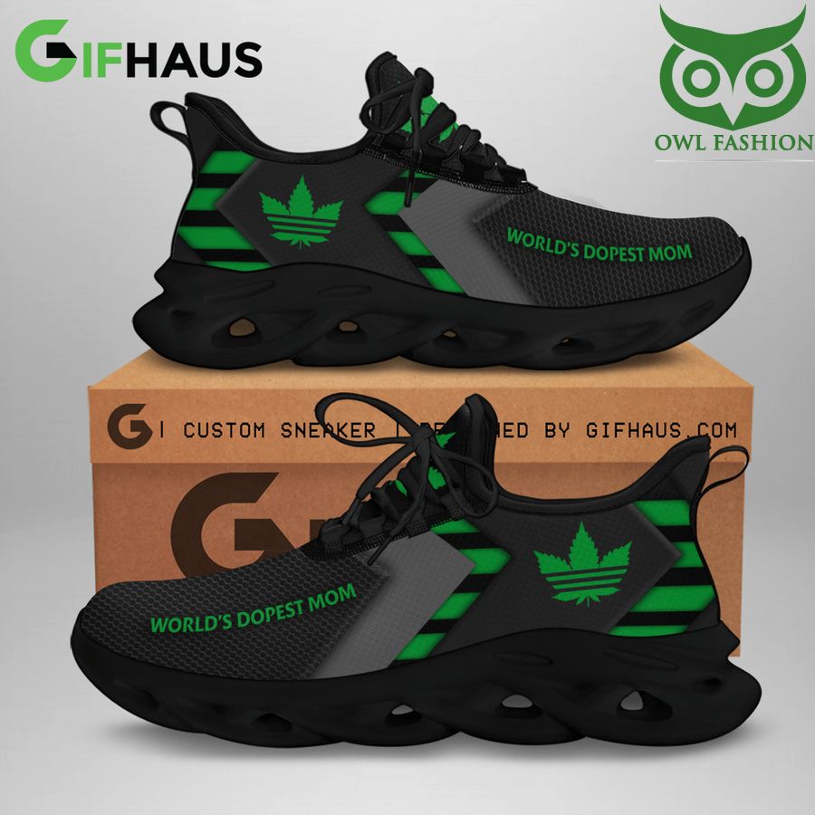 Weed cannabis World’s Dopest Mom single green line Custom Max Soul Sneaker