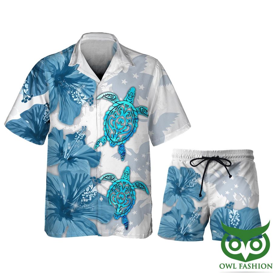 Blue Bird Turtle Hawaiian Shirt Summer Shirt