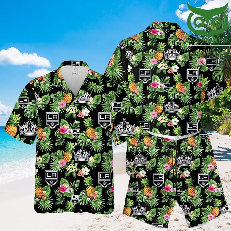 74 Los Angeles CROWN tropical 3D Hawaiian Shirt Shorts aloha summer