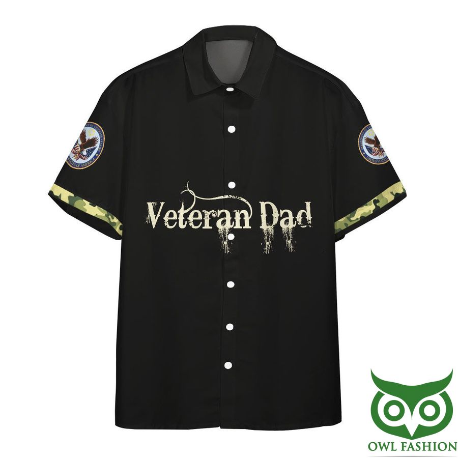 3D Veteran Dad Fathers Day Black Camo Hawaiian Shirt