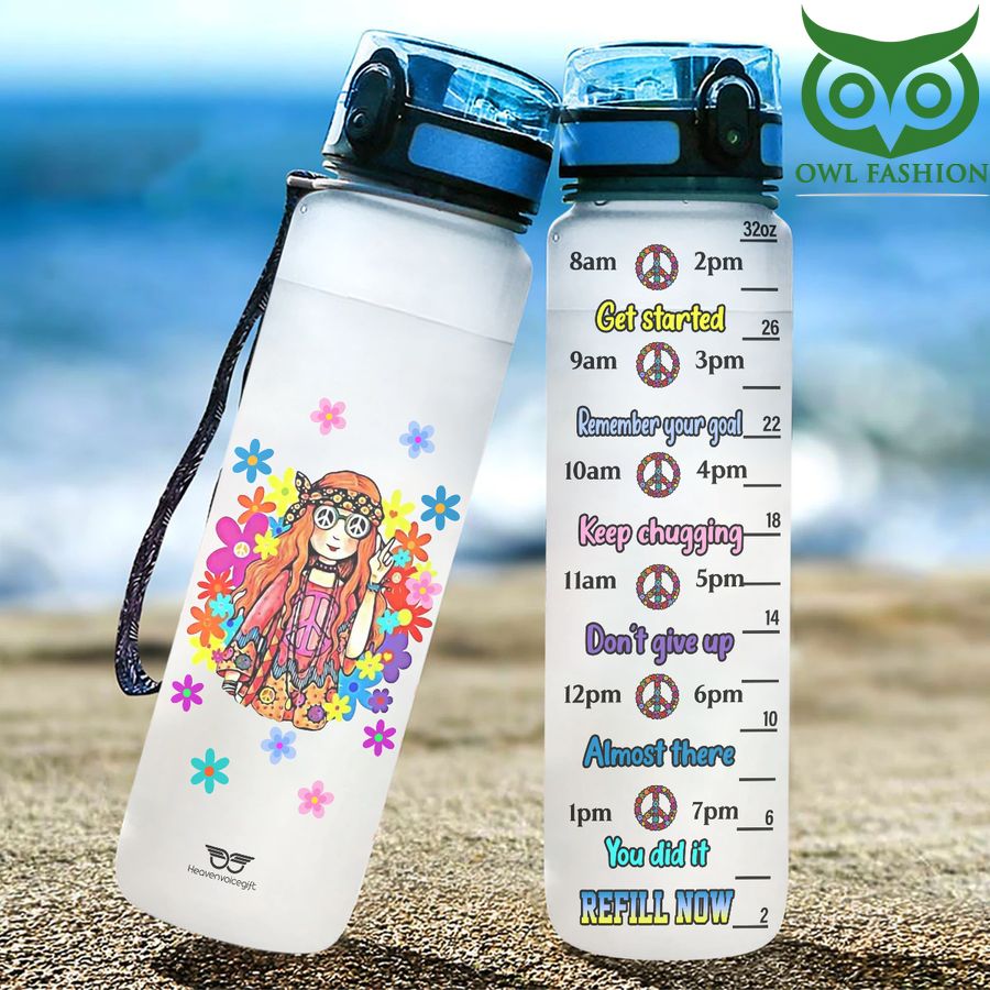 Girl Hippie Hippie Water Tracker Bottle 